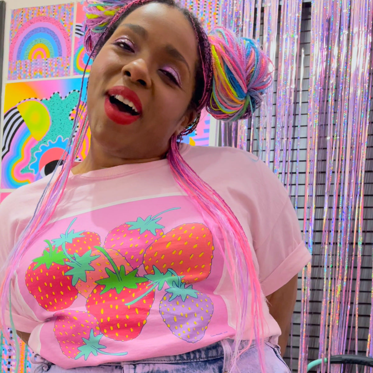 Cloudland Strawberries Boxy T-shirt – a rainbow in your cloud