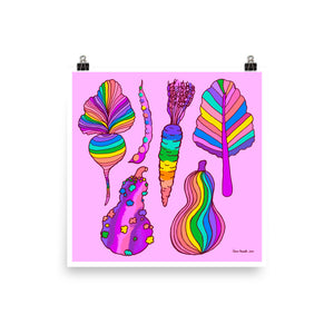 Rainbow Veggies (Lilac) Print