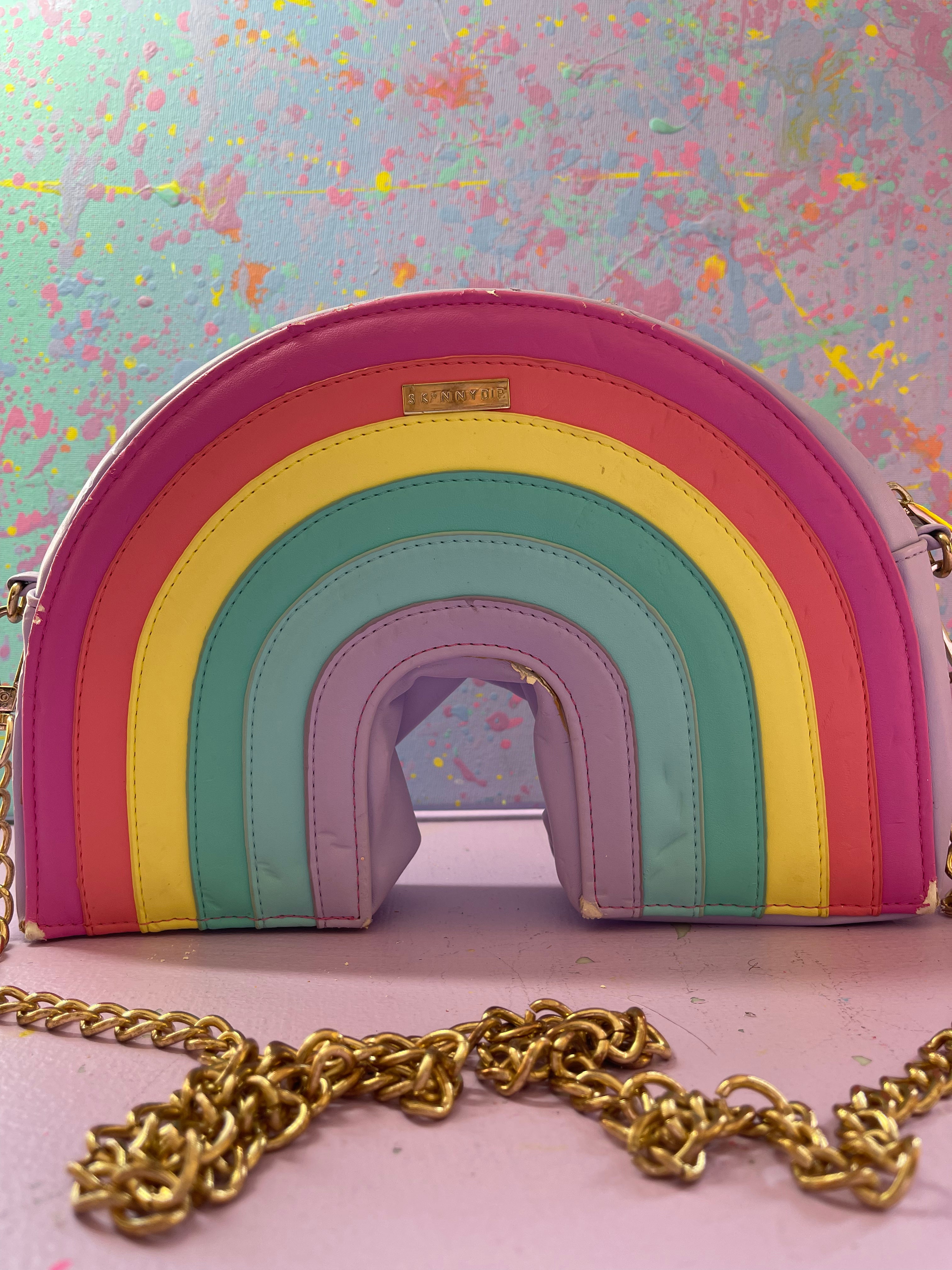 Pastel Rainbow Cloud Purse Chunky Chain Strap